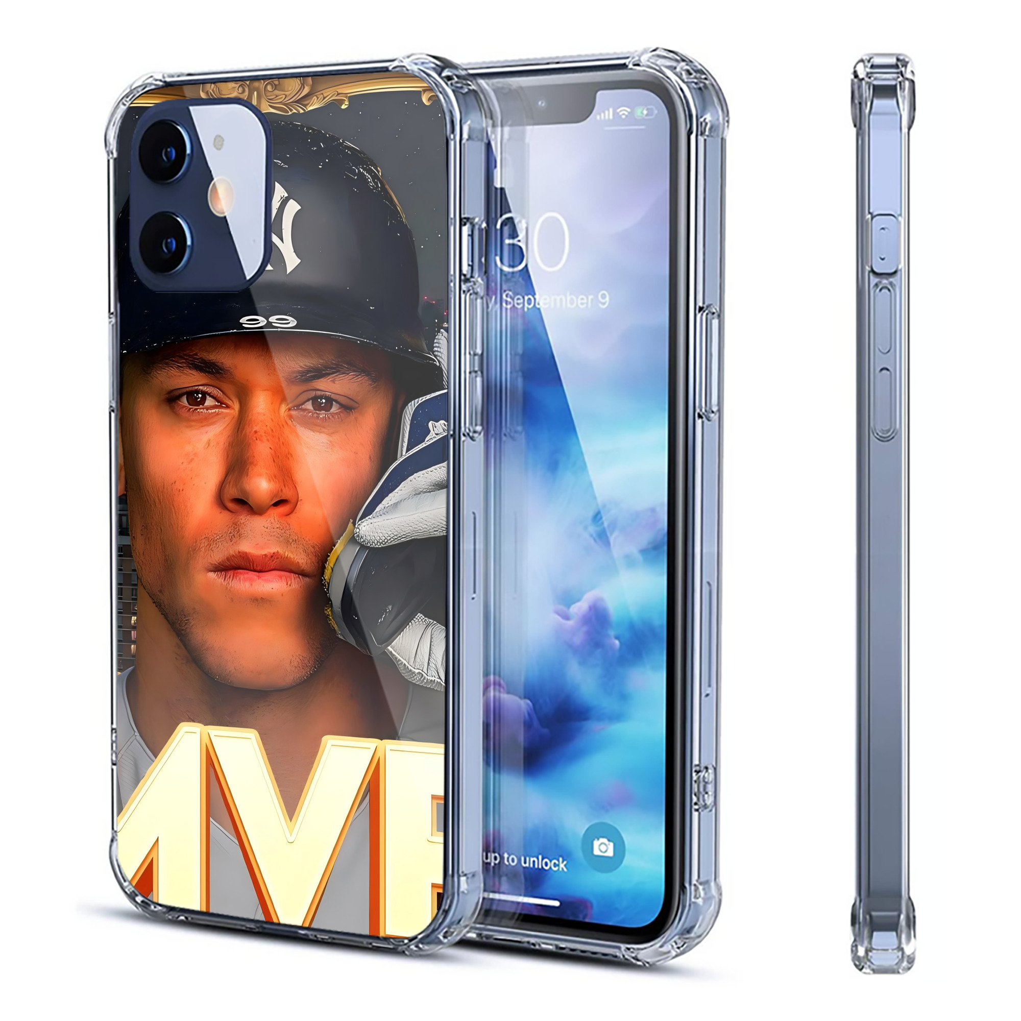 Aaron Judge MVP Clear IPhone 12 Case – Soft TPU With UV Print – Enhanced Drop Protection, Precise Fit, Anti-Fingerprint, Customizable Design, Scratch-Resistant, Yellow-Resistant